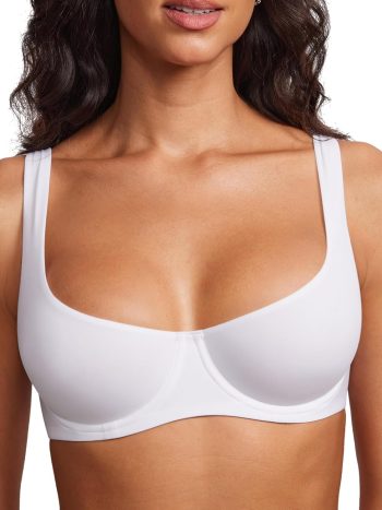 Women's Unlined Balconette Bra Underwire Supportive Plus Size Smooth Scoop Neck