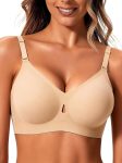 Jelly Wireless Bras for Women Sexy Comfortable Bra Bralettes V Neck No Underwire Bras Push Up Everyday Seamless Bra