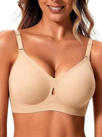 Jelly Wireless Bras for Women Sexy Comfortable Bra Bralettes V Neck No Underwire Bras Push Up Everyday Seamless Bra